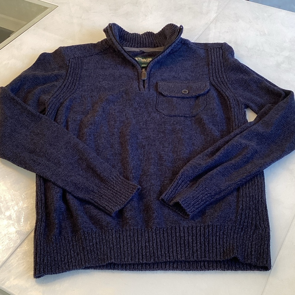 Outdoor Life Men's Navy Zip-Up Sweater